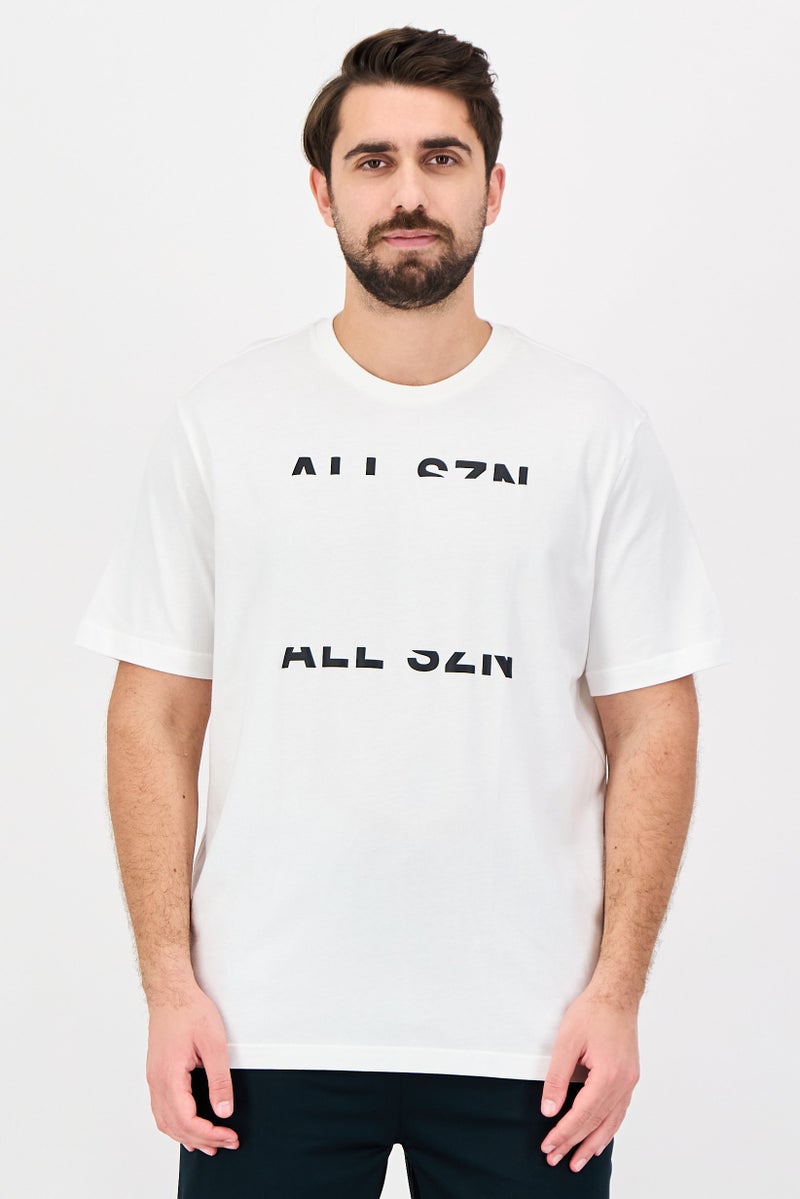 Adidas Men Sportswear Fit Short Sleeve Outdoor T-Shirt, White - Image 1